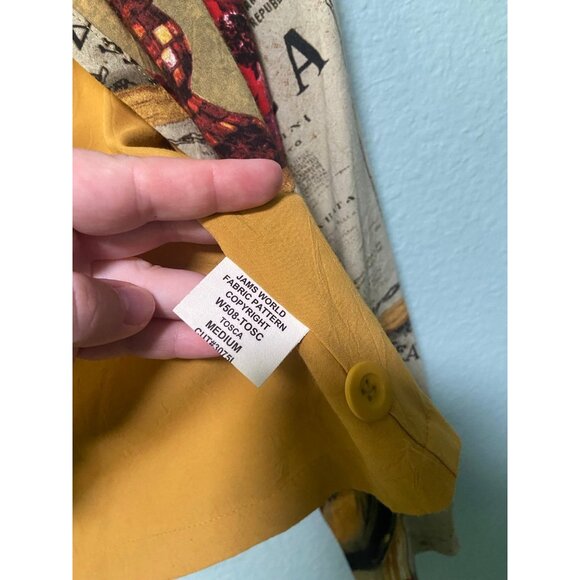 Vintage James World Women's Mustard Yellow Pattern Open Sweater Jacket Medium - Picture 8 of 10